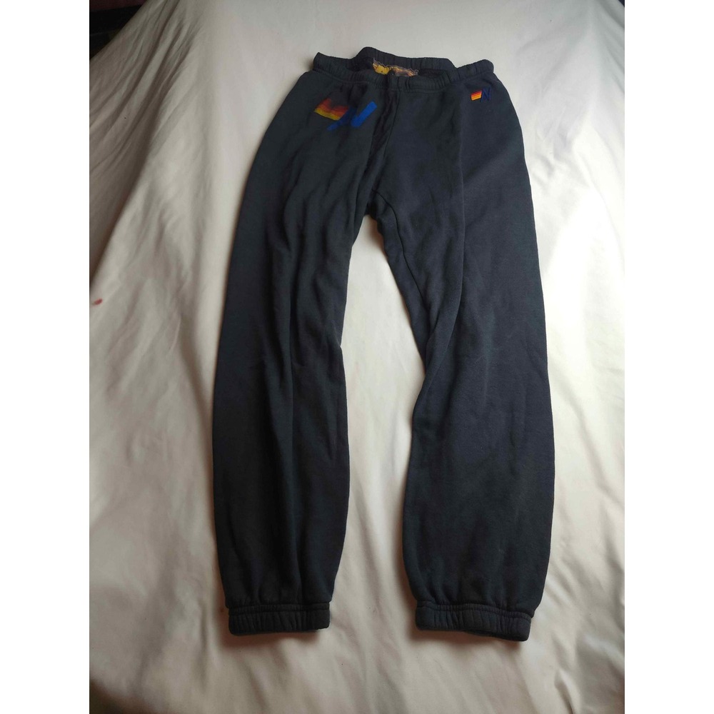 Aviator Nation Navy Blue Rainbow Logo Sweatpants Joggers Made in USA Mens Large